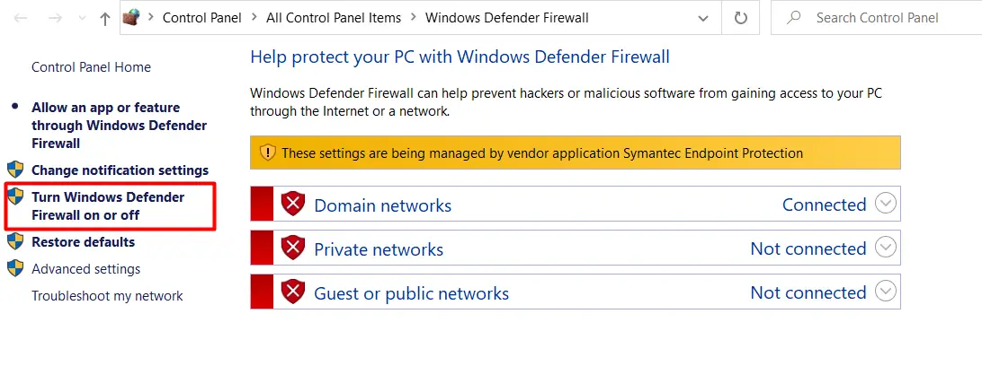 Disable Firewall and Security