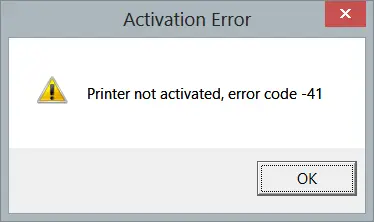 Printer not activated error code 41