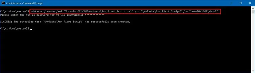 Import scheduled task using command line