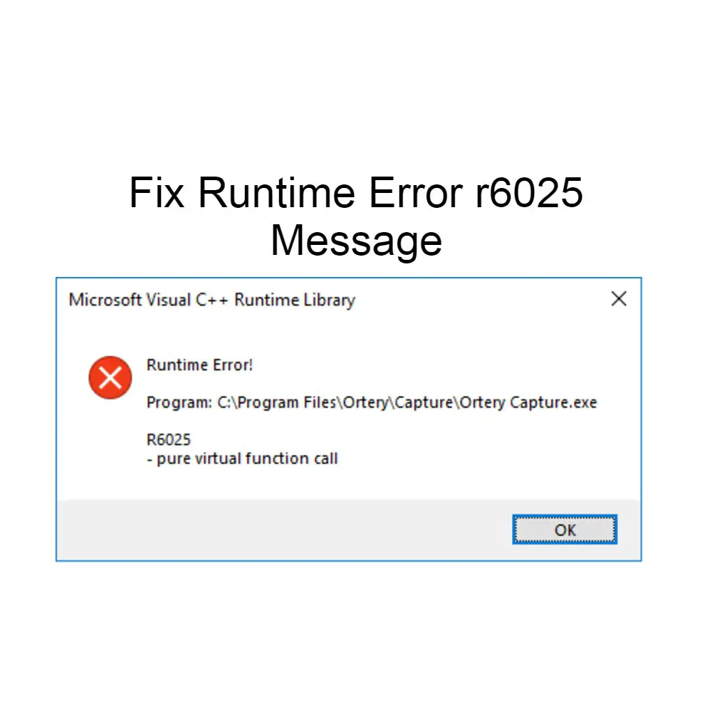 r6025 runtime error deal met windows xp