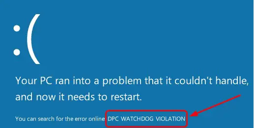 dpc watchdog violation windows 10