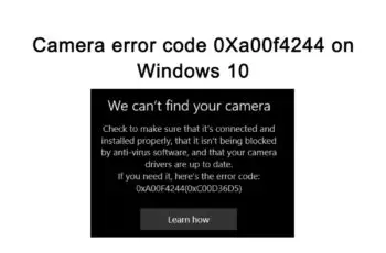Camera error code 0Xa00f4244