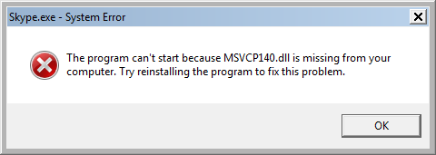 msvcp140.dll is missing