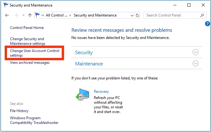 Change User Account Control Settings