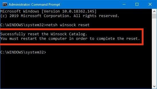 Perform a Netsh Winsock reset