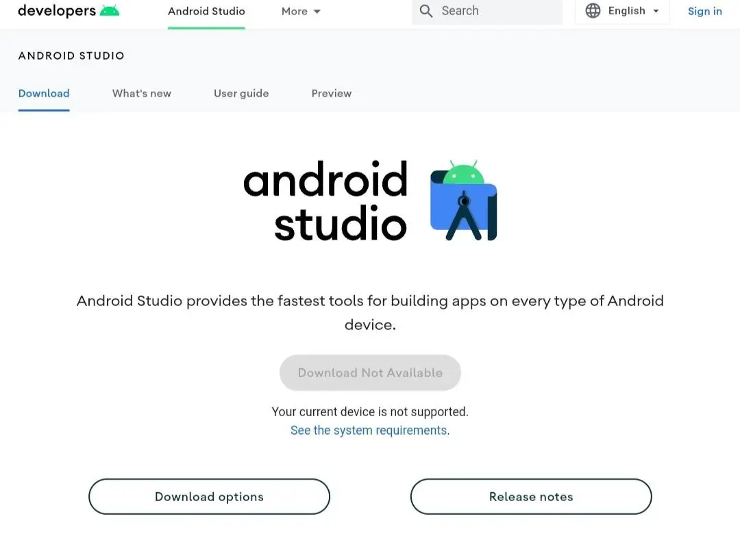 install the latest version of Android Studio