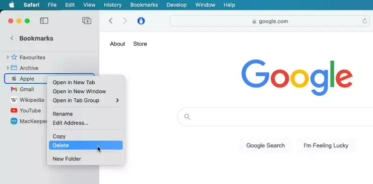 How to delete bookmarks in Safari on Mac