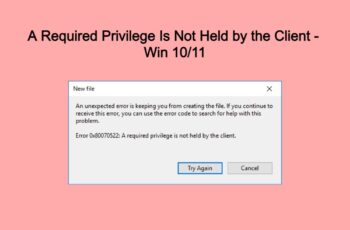 A Required Privilege Is Not Held by the Client - Win 10 11